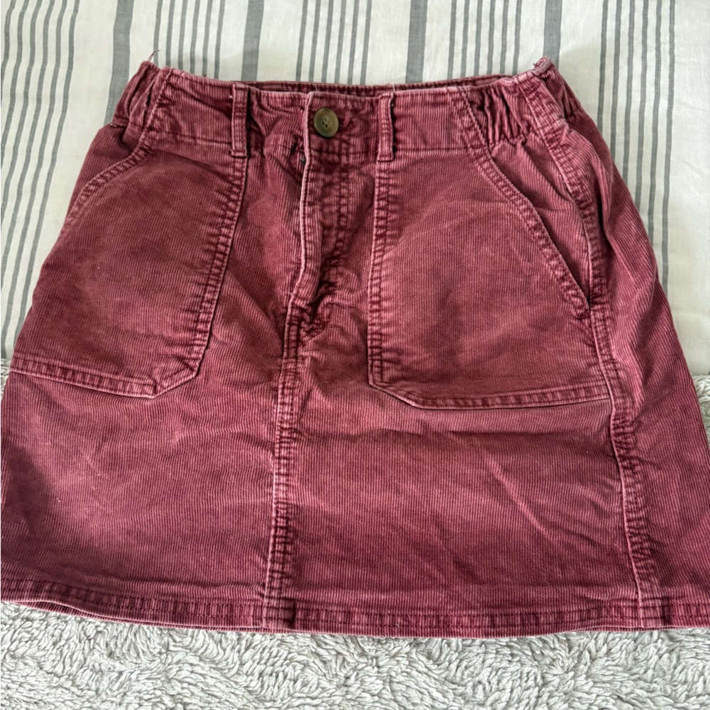 AE Corduroy A-Line Mini Skirt in Dusty Red